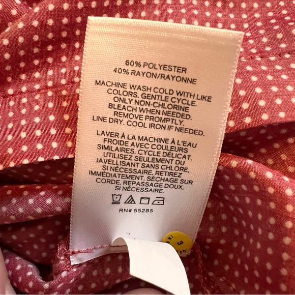 Express Women’s Red and White Polka Dot Button-Up Shirt Size XS - Picture 6 of 6